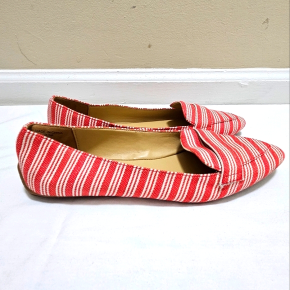 Talbots Francesca Women's Red White Striped Pointed Toe Moccasins Flats Size 7.5 - Picture 4 of 7